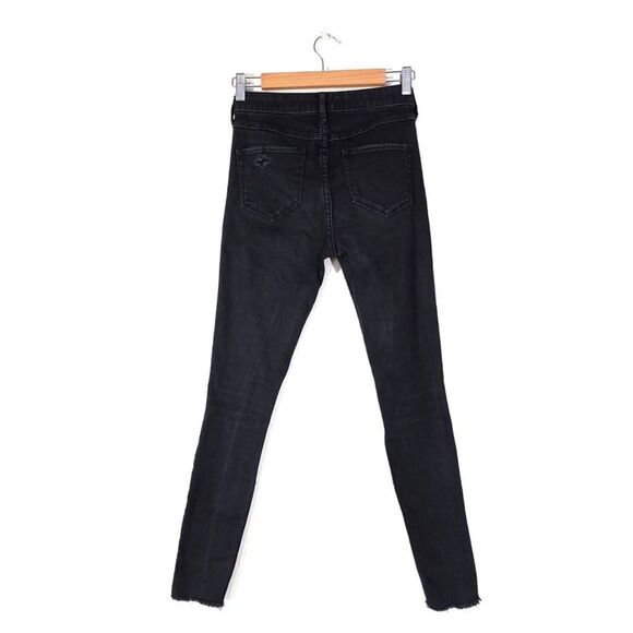 ABERCROMBIE and FITCH High Rise Raw Hem Distressed Super Skinny Jeans Black 25 - Picture 6 of 11